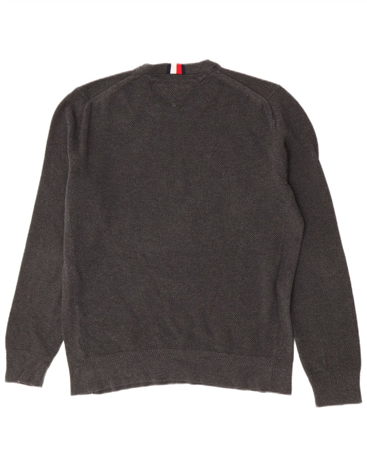 Tommy Hilfiger Suéter masculino com gola redonda XL algodão cinza