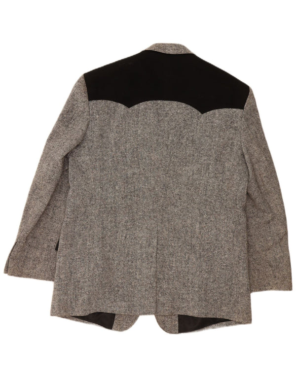 Jaqueta blazer masculina STOCKERPOINT com 2 botões UK 44 2XL cinza colorblock lã