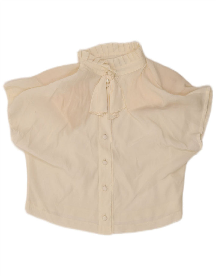 Blusa feminina vintage manga curta cropped IT 44 médio off white
