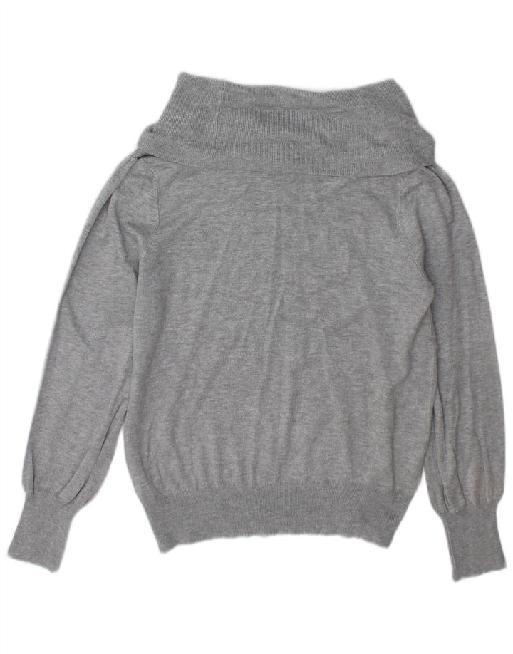 Suéter feminino Marks & Spencer com gola redonda Reino Unido 12 viscose cinza médio