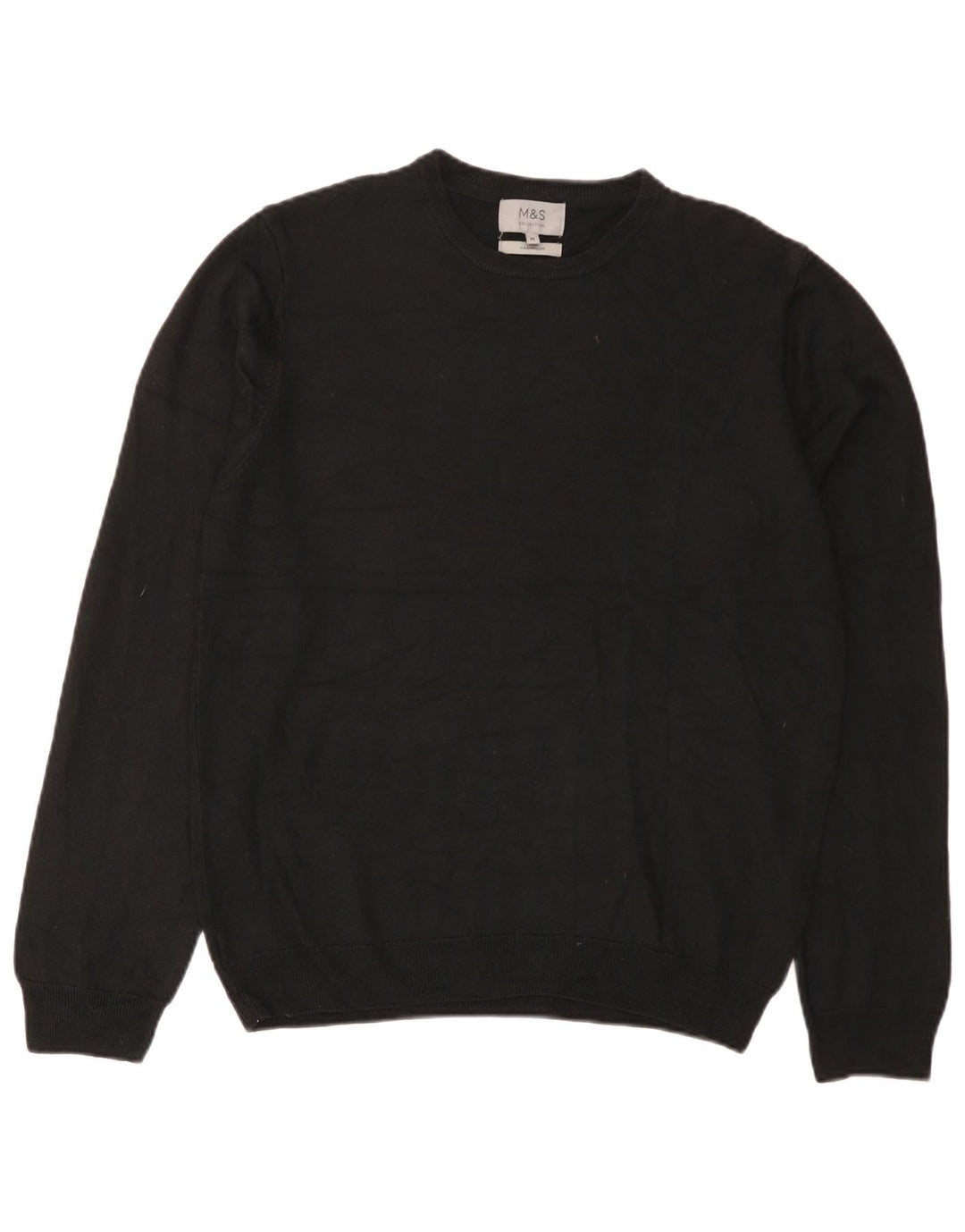Suéter masculino Marks & Spencer com gola redonda, acrílico preto médio