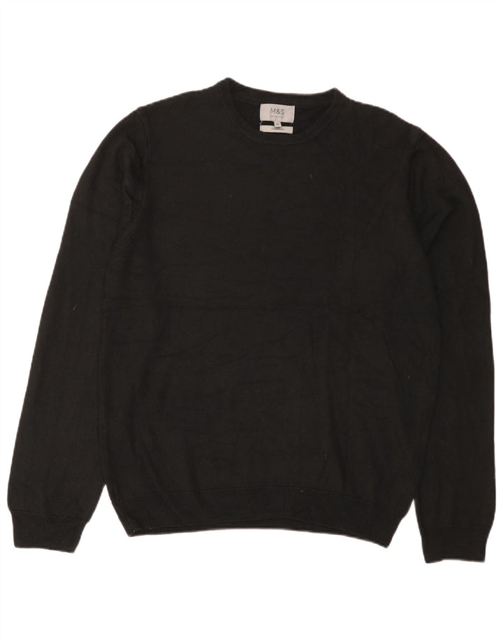 Suéter masculino Marks & Spencer com gola redonda, acrílico preto médio
