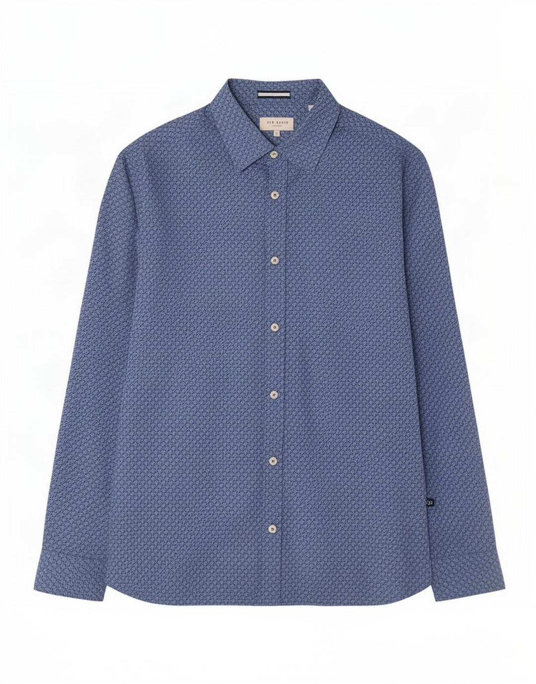 Camisa masculina Ted Baker tamanho 3 algodão houndstooth azul médio