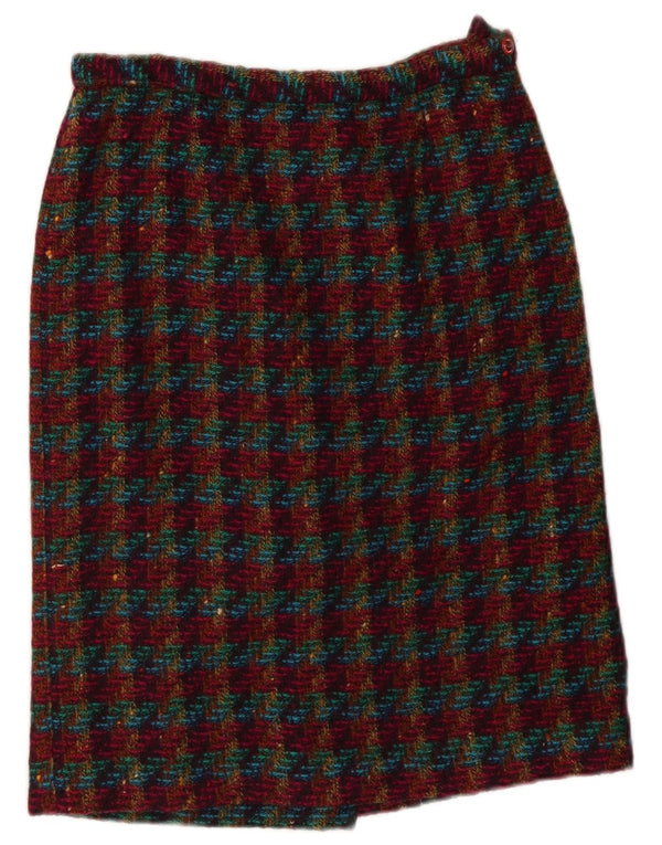 Saia lápis feminina vintage W30 xadrez médio multicolorido