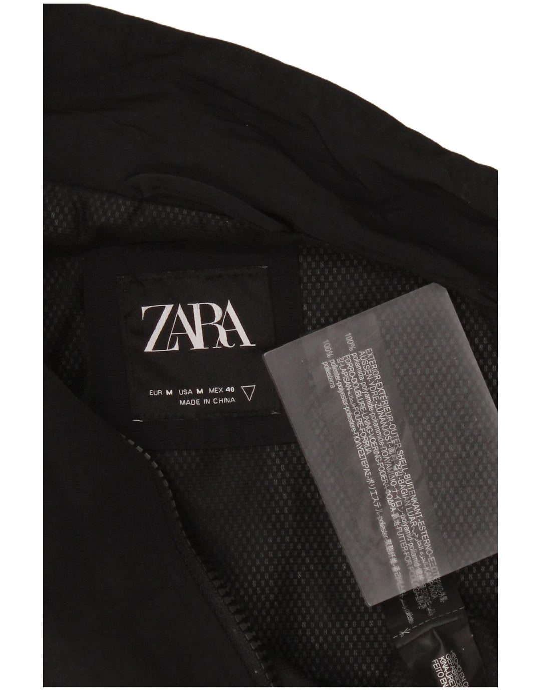 Zara Mens Bomber Jacket UK 38 Médio Preto Poliamida