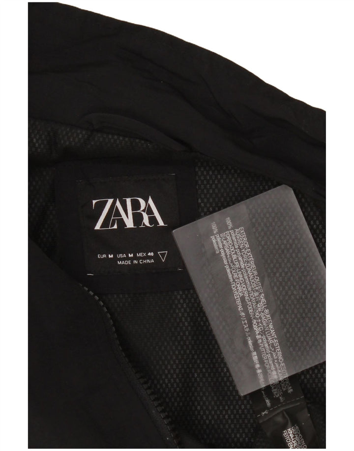 Zara Mens Bomber Jacket UK 38 Médio Preto Poliamida
