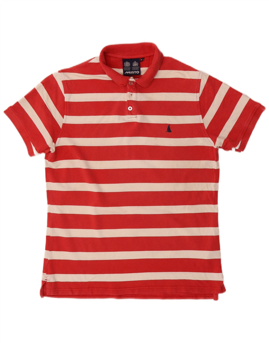 Camisa polo masculina Musto algodão listrado vermelho médio