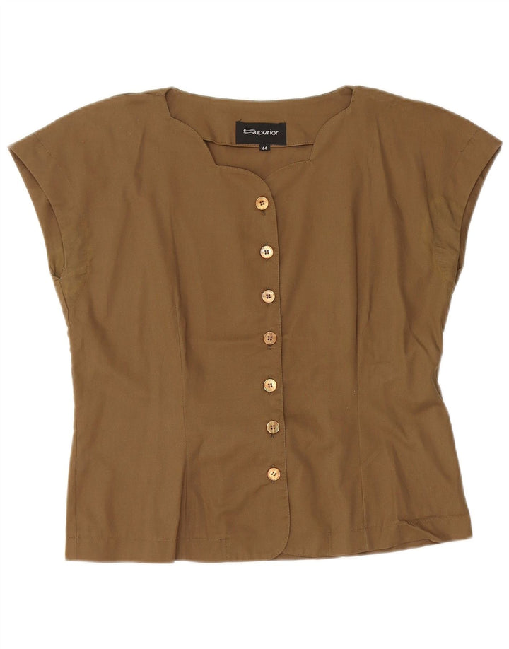 Blusa feminina cropped sem mangas SUPERIOR IT 44 algodão cáqui médio