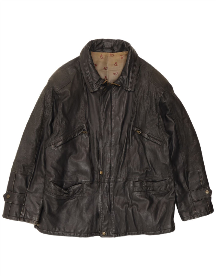 Jaqueta de couro masculina vintage IT 54 2XL couro preto