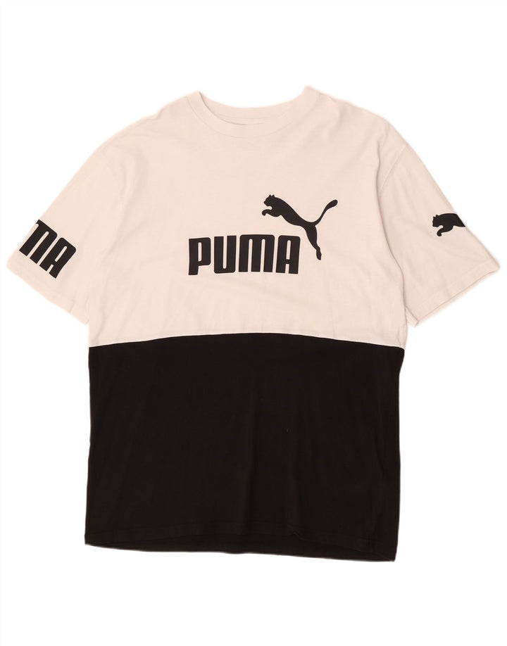 Camiseta masculina Puma Graphic Top médio preto colorblock algodão