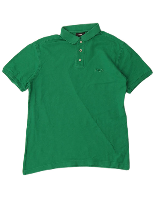 Camisa polo masculina Fila pequena algodão verde