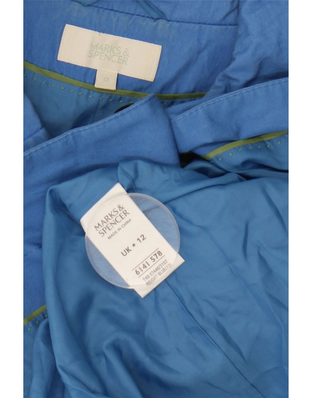 Sobretudo feminino Marks & Spencer manga 3/4 Reino Unido 12 algodão azul médio