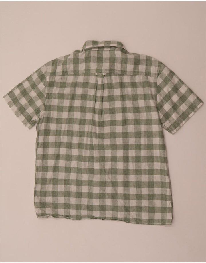 JOULES Camisa masculina de manga curta grande algodão xadrez verde