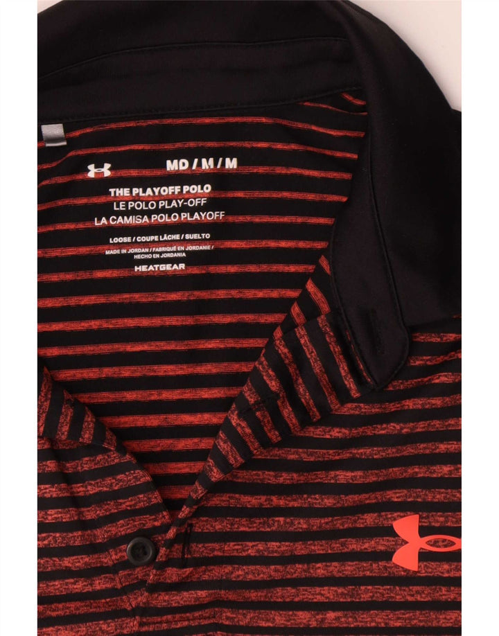 Camisa polo masculina Under Armour Heat Gear poliéster listrado laranja médio