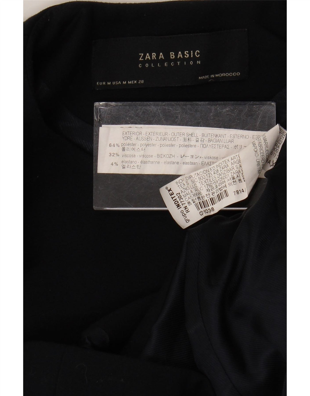 Jaqueta blazer feminina com zíper completo Zara Reino Unido 12 poliéster azul marinho médio