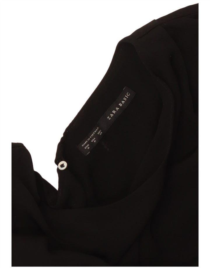 Vestido feminino Zara sem mangas evasê UK 14 médio preto