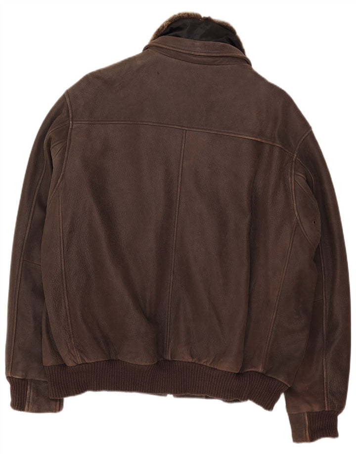 Jaqueta de couro masculina Oconi IT 54 2XL couro marrom
