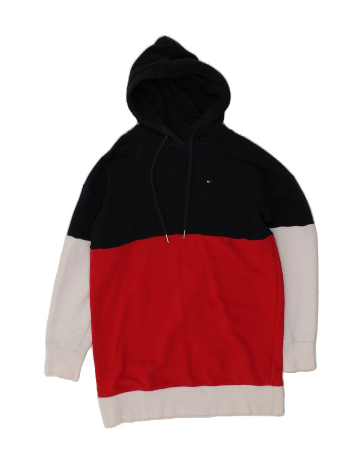 TOMMY HILFIGER Mens Hoodie Jumper XS Multicoloured Colourblock Cotton Vintage Tommy Hilfiger and Second-Hand Tommy Hilfiger from Messina Hembry 