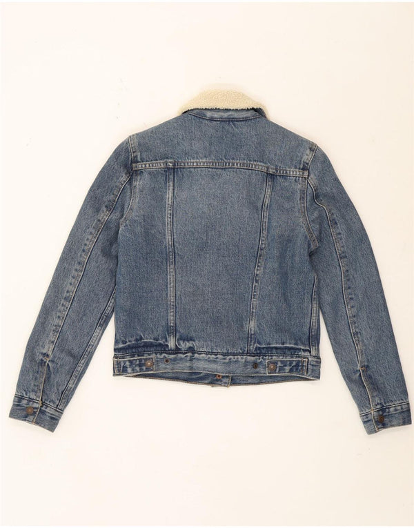 Jaqueta jeans feminina Levi's Sherpa UK 6 XS azul algodão
