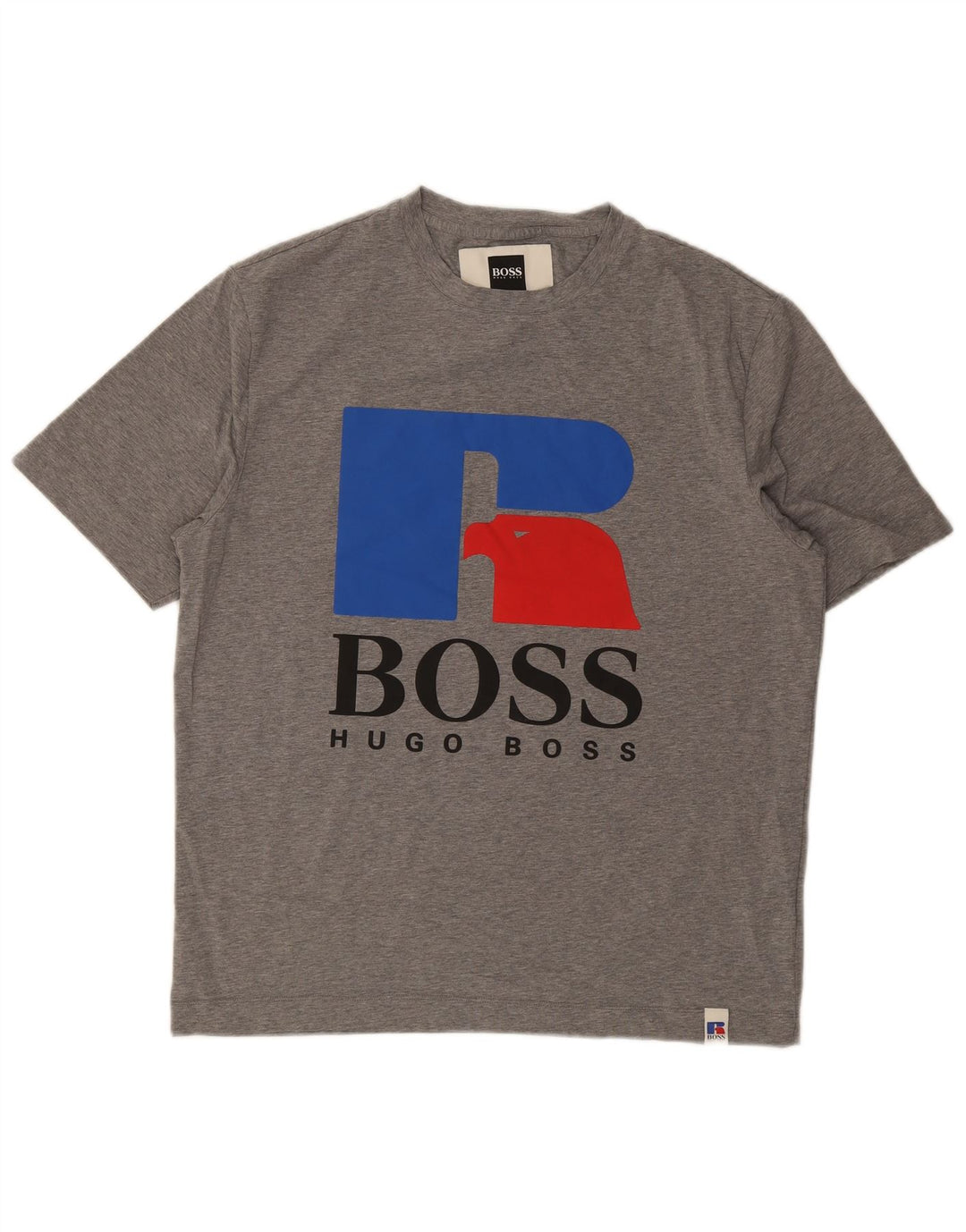 Camiseta gráfica masculina HUGO BOSS Top algodão cinza médio