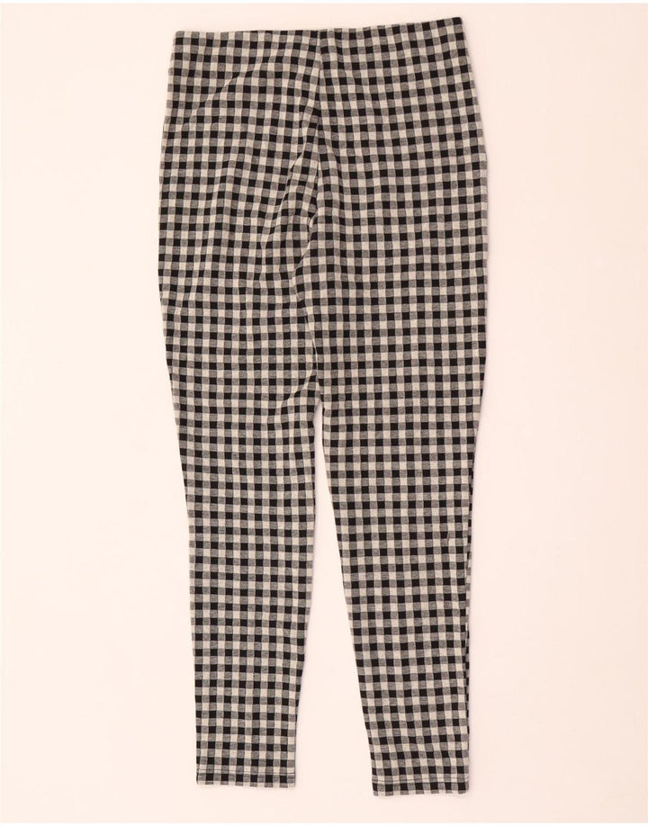 Zara Leggings feminino grande W30 L29 cinza poliéster guingão
