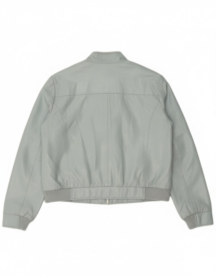 Jaqueta bomber feminina vintage de couro sintético IT 44 azul médio