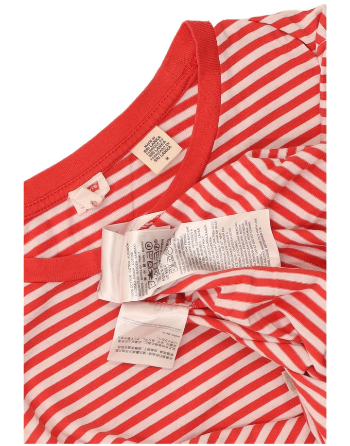 Camiseta feminina Levi's UK 14 algodão listrado vermelho médio