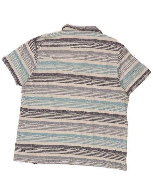 Camisa polo masculina Weird Fish 2XL algodão listrado azul