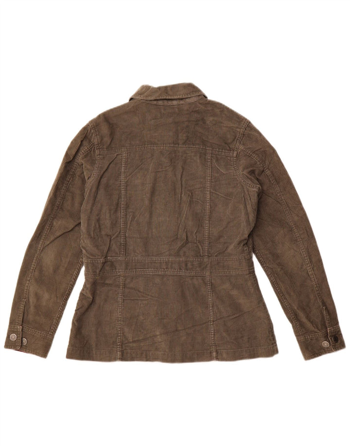 Jaqueta feminina Eddie Bauer de veludo cotelê folgado Reino Unido 10 algodão cáqui pequeno