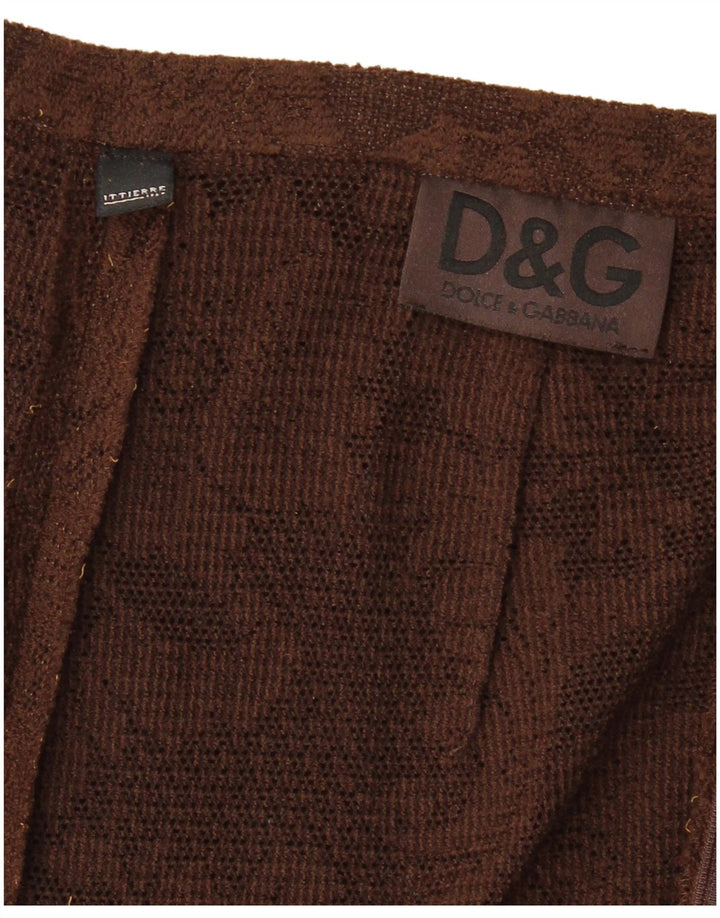 DOLCE & GABBANA Saia maxi feminina de malha W26 pequena marrom floral