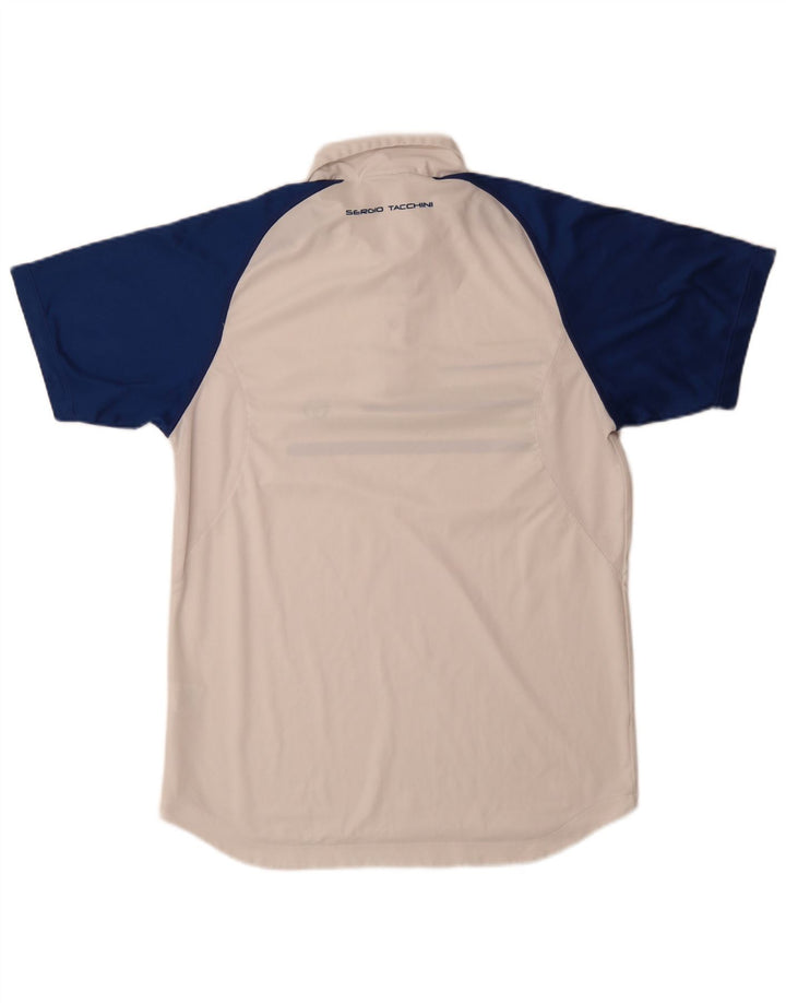 Camisa pólo masculina Sergio Tacchini grande poliéster colorblock branco