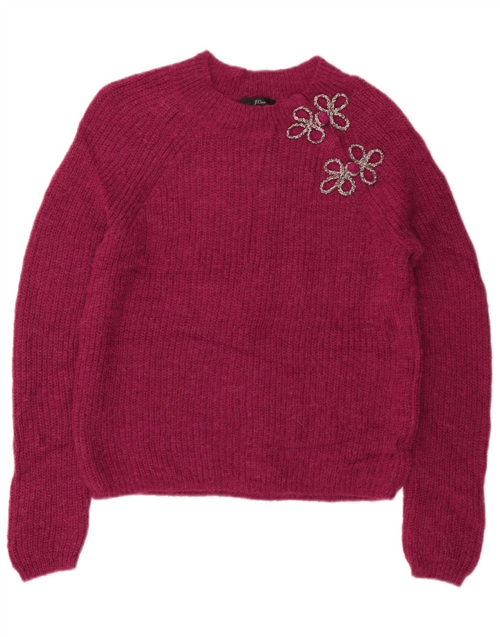 J. CREW Suéter feminino com gola canoa Reino Unido 10 pequeno rosa poliamida