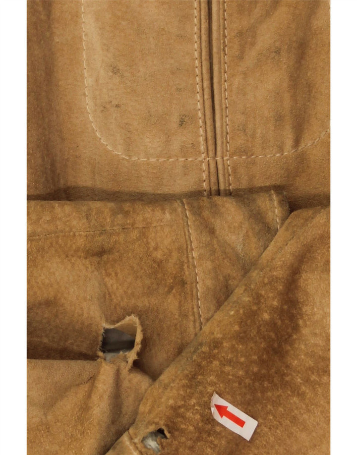 Jaqueta bomber masculina vintage de camurça IT 54 2XL couro bege