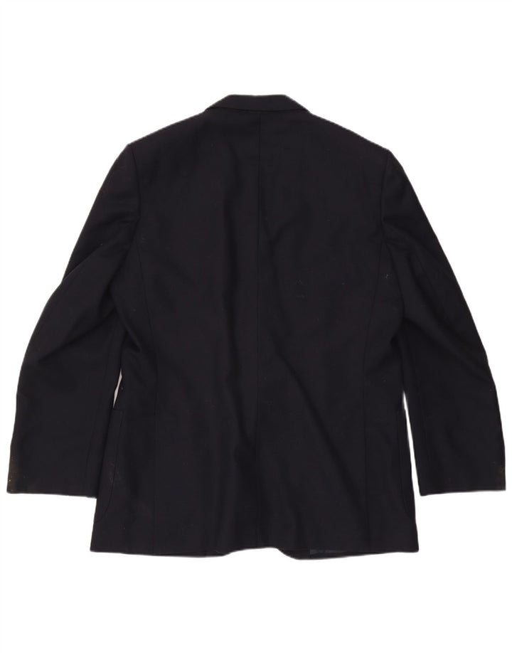 Aquascutum Jaqueta Blazer Masculina com 2 Botões IT 46 Pequena Lã Azul Marinho