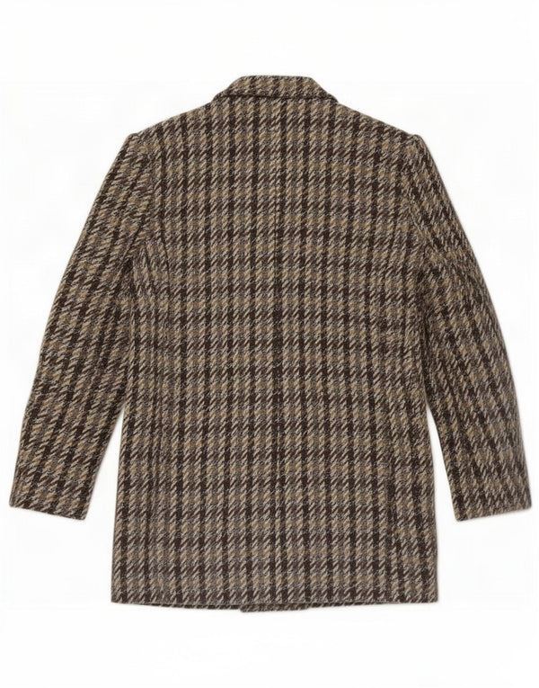 Jaqueta blazer feminina vintage com peito duplo Reino Unido 10 pequeno marrom houndstooth