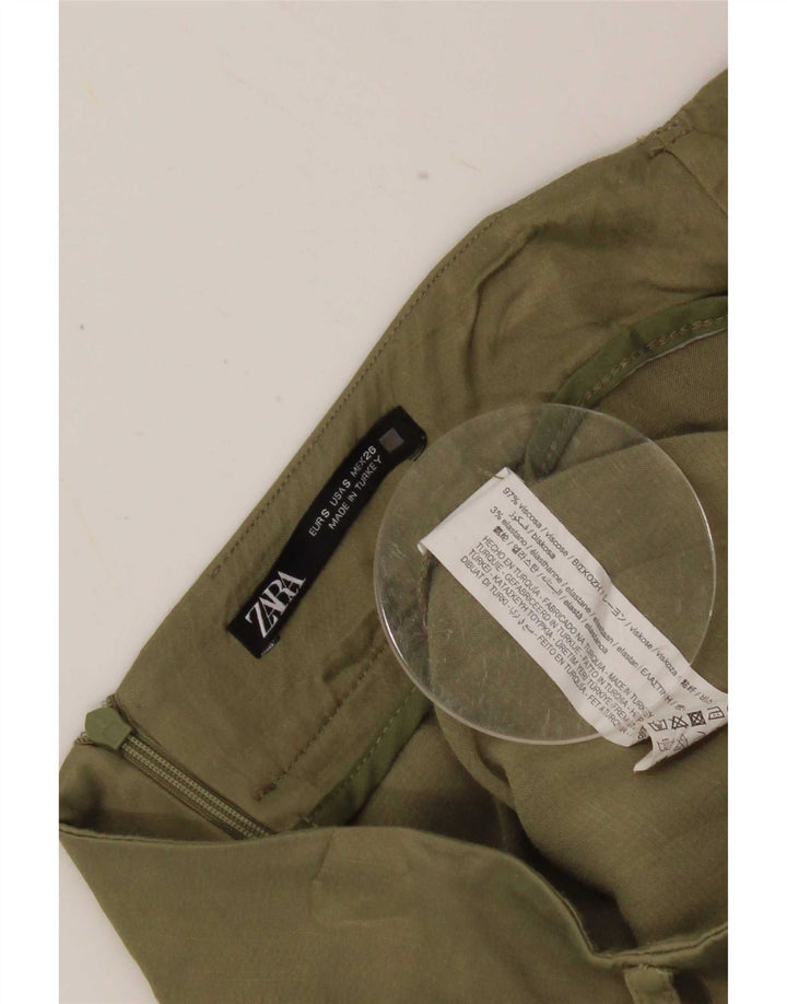 Mini saia envoltória feminina Zara pequena W26 cáqui viscose
