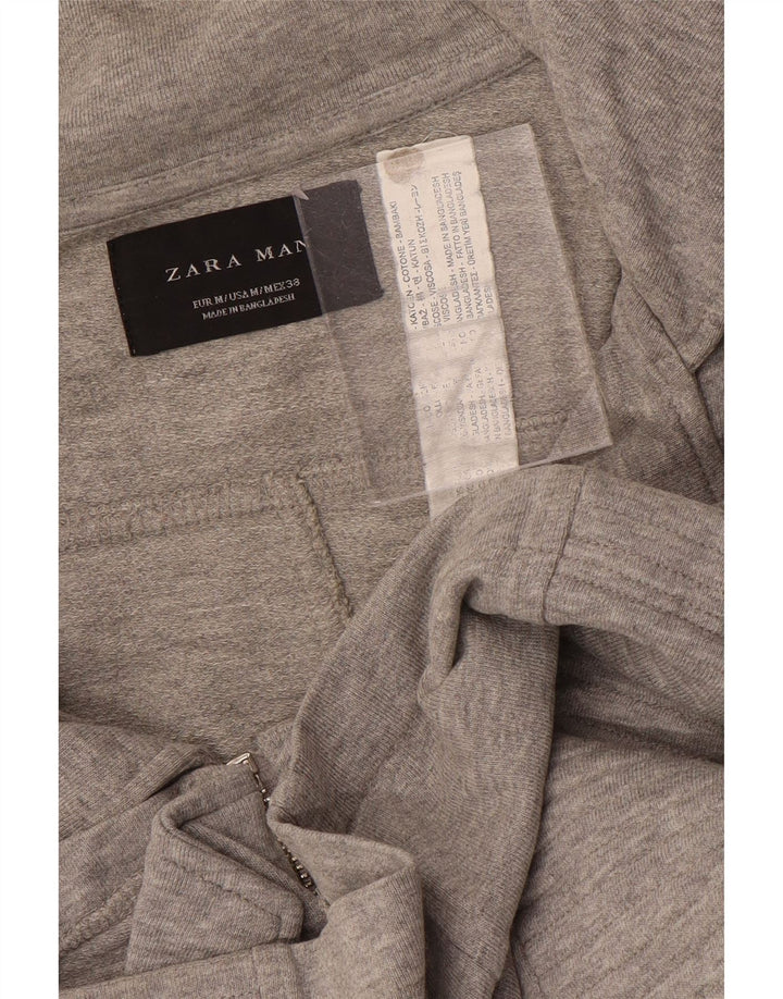 Zara Jaqueta masculina de agasalho cinza médio algodão manchado