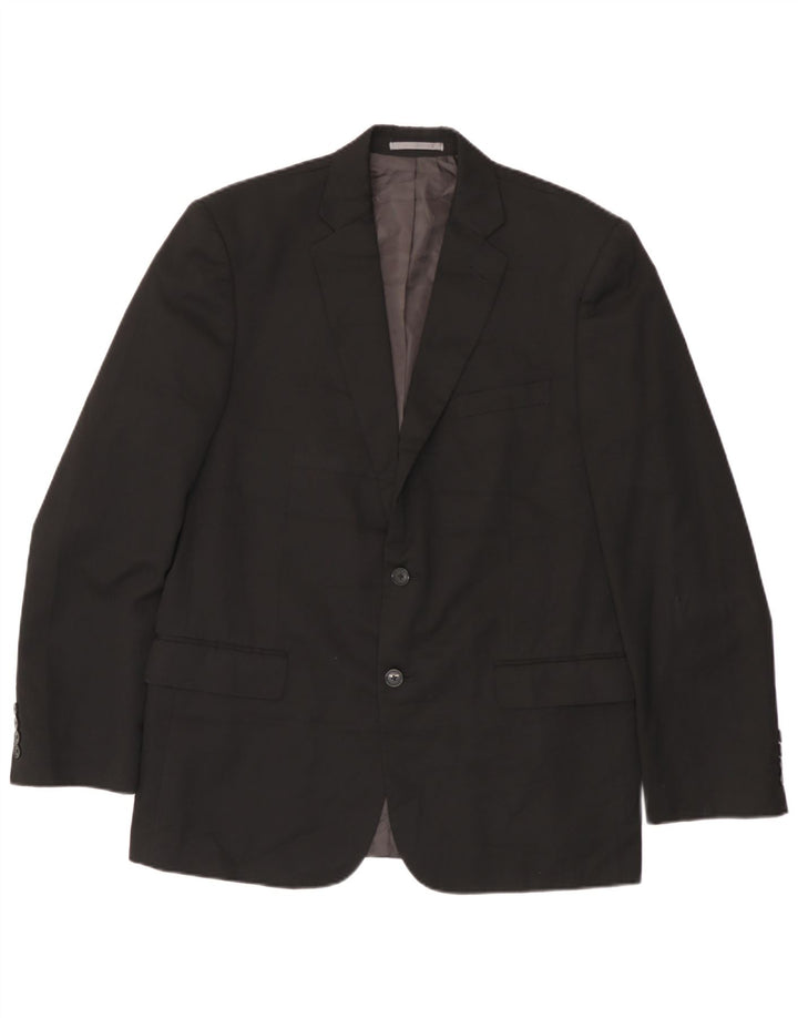 Jaqueta blazer masculina longa de 2 botões Marks & Spencer Reino Unido 42 grande preta
