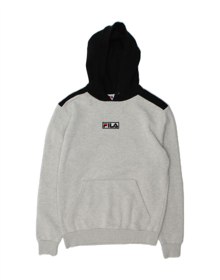 FILA Mens Hoodie Jumper XS Grey Colourblock Cotton Vintage Fila and Second-Hand Fila from Messina Hembry 