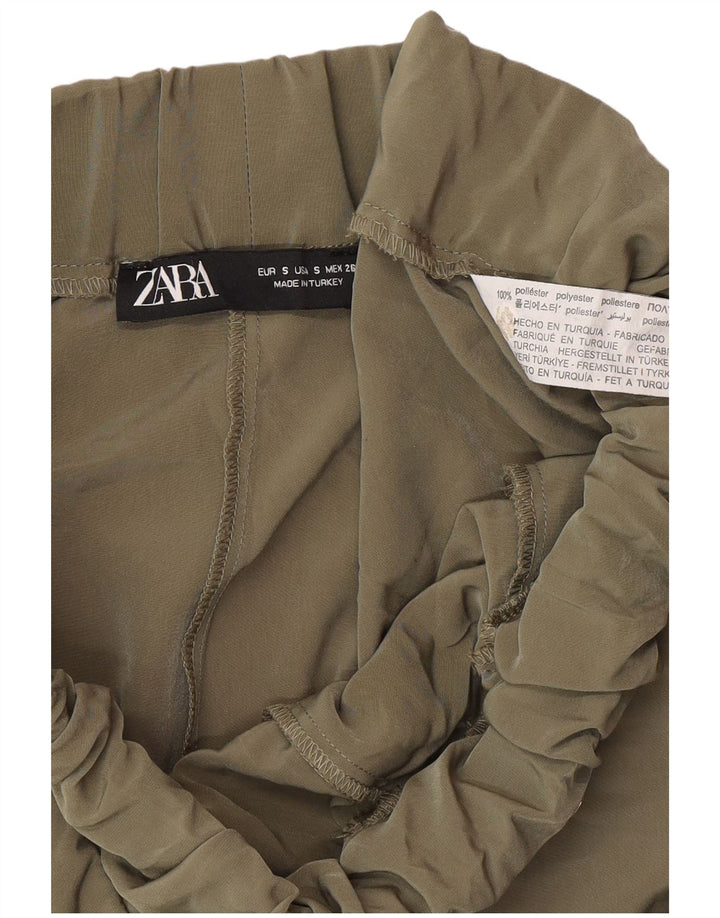 Zara Calça feminina joggers cargo pequena W28 L27 cáqui poliéster