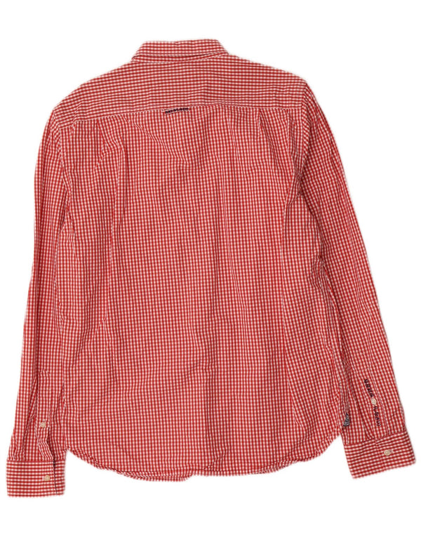 Camisa masculina Superdry XL algodão guingão vermelho