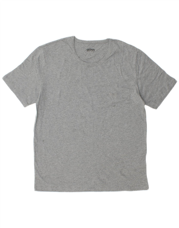 Camiseta masculina HUGO BOSS Top grande algodão cinza