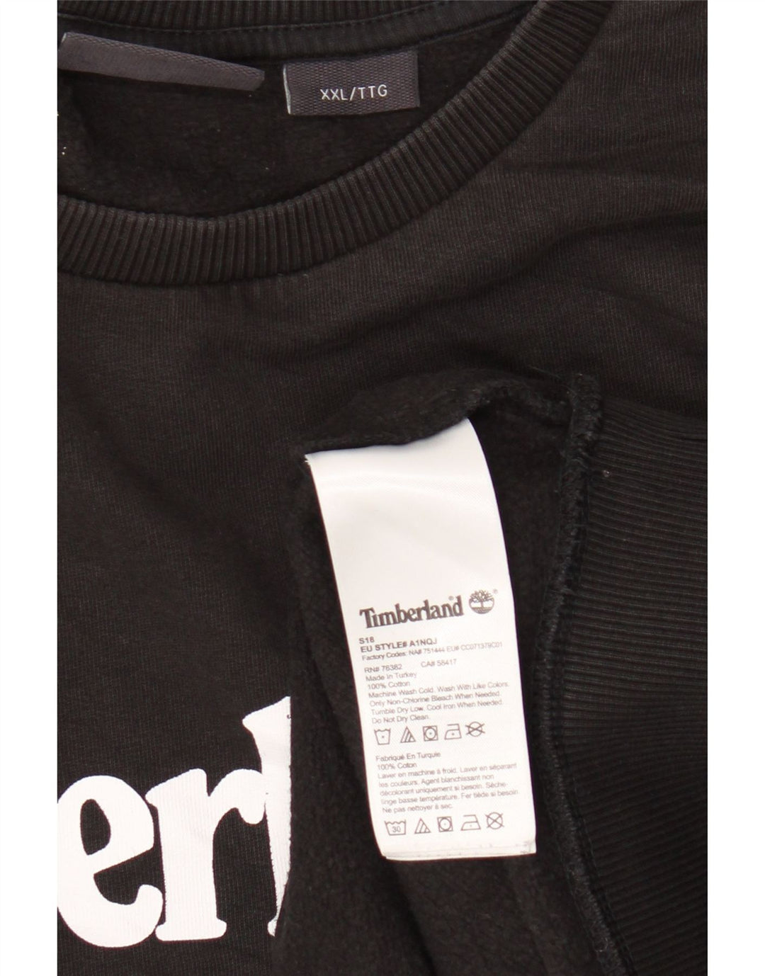 Timberland moletom gráfico masculino jumper 2XL algodão preto
