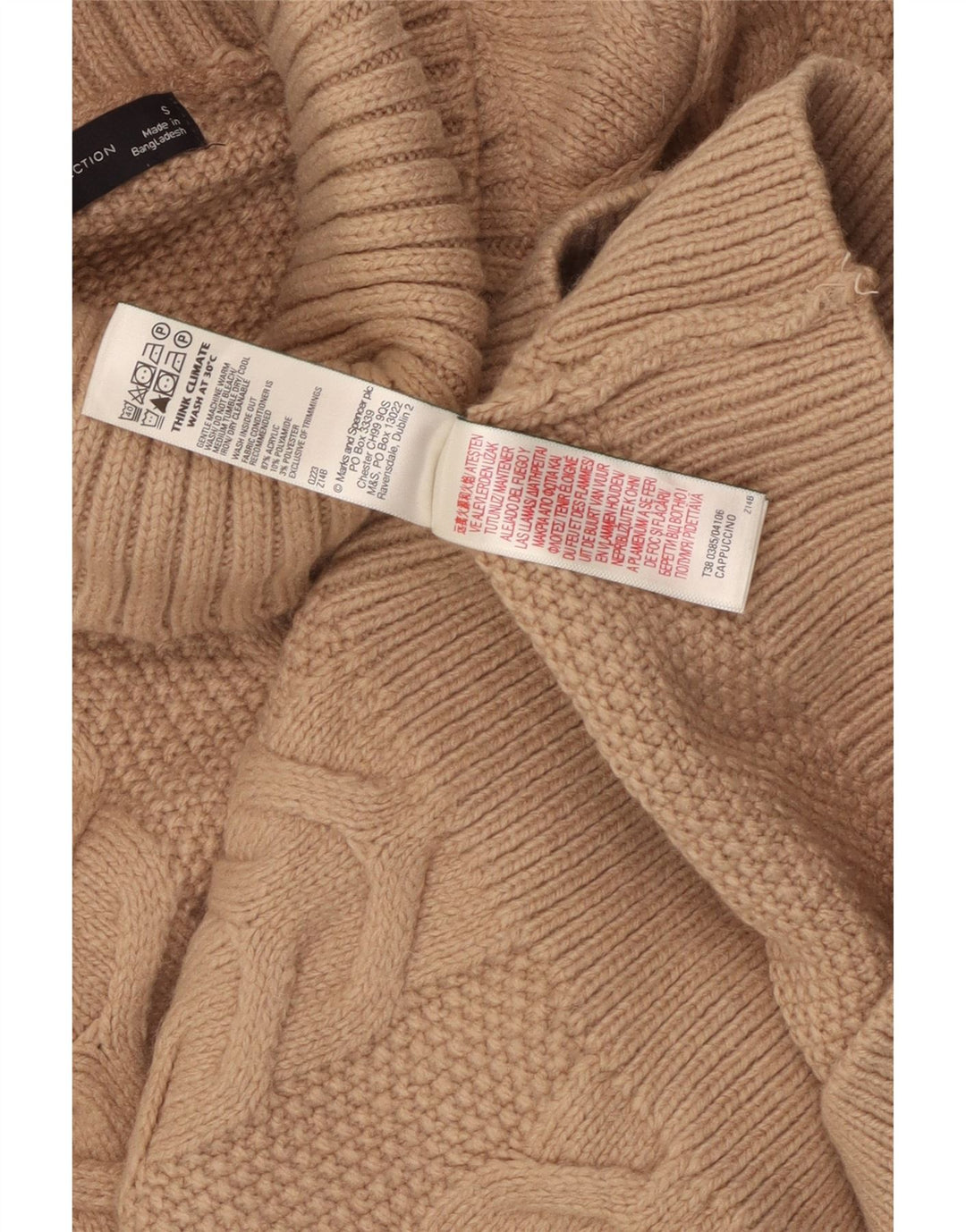 Suéter feminino MARKS & SPENCER com gola redonda Reino Unido 10 pequeno marrom