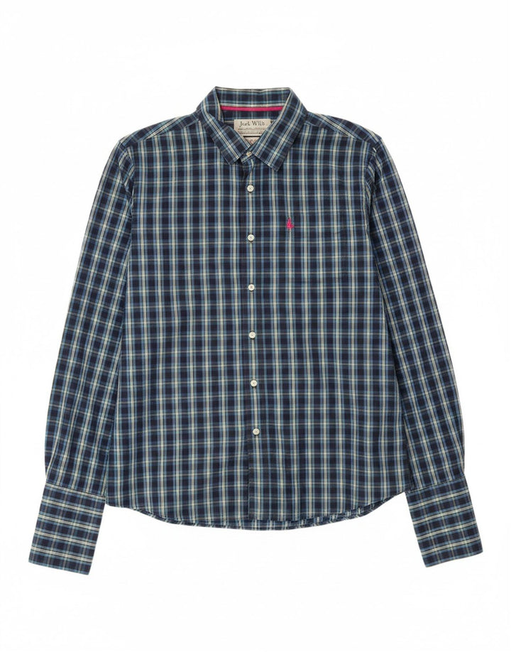 Camisa formal masculina JACK WILLS grande algodão xadrez azul