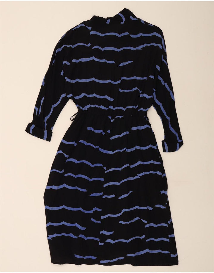 Vestido maxi feminino VINTAGE manga 3/4 IT 42 viscose listrada preta média