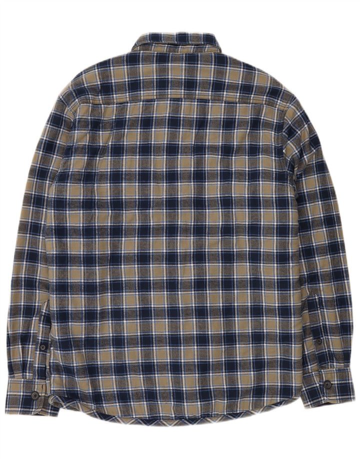 Camisa masculina de flanela lenhador CAMARGUE algodão xadrez azul marinho médio