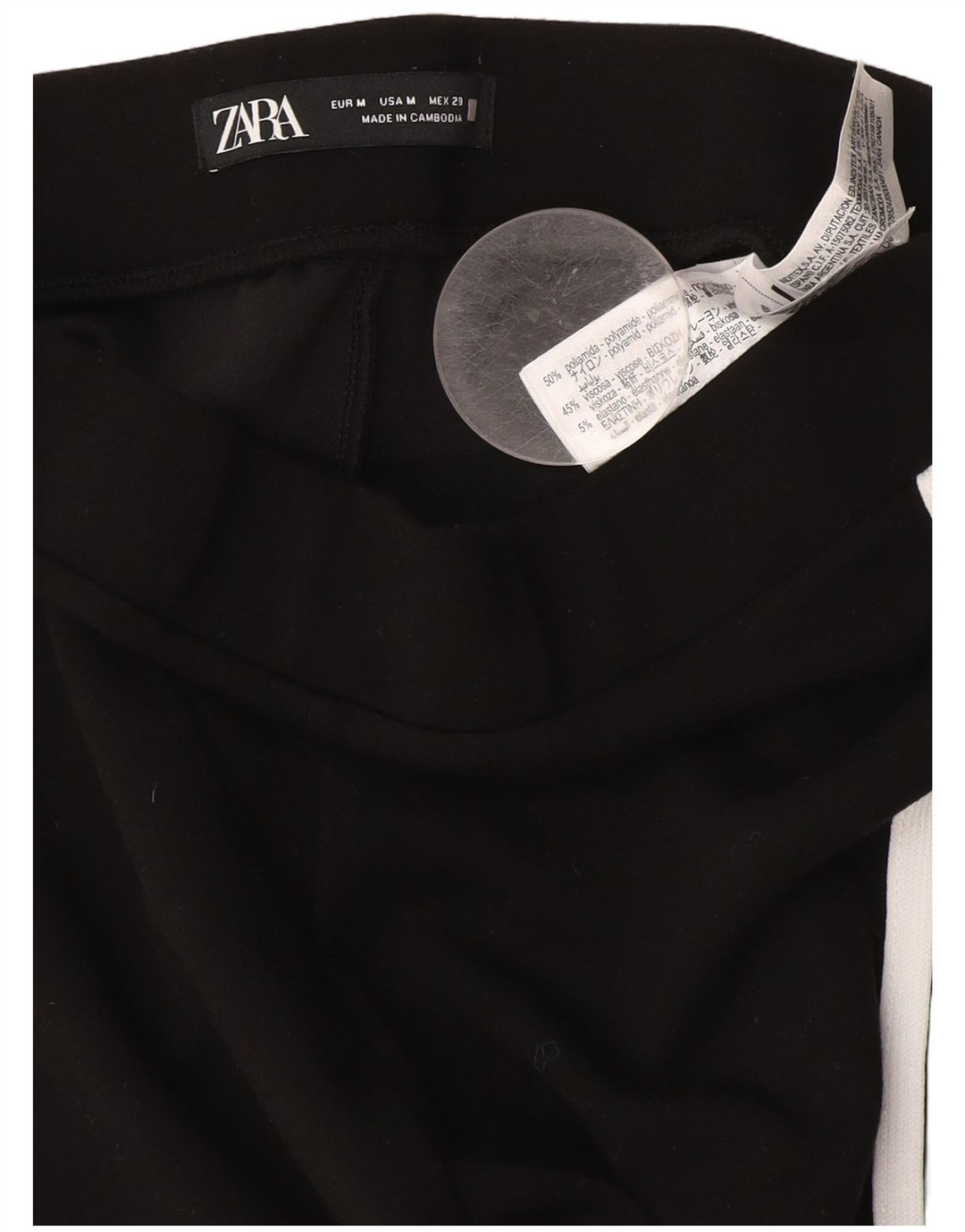 Calça de treino feminina Zara Flare médio preto poliamida
