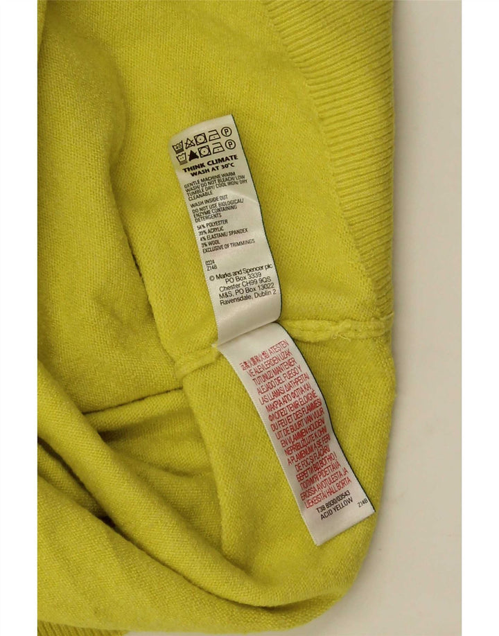 Suéter feminino Marks & Spencer com gola redonda Reino Unido 10 pequeno amarelo