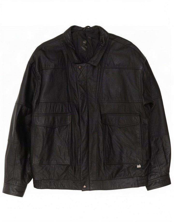 Jaqueta de couro masculina Max Moser IT 50 grande preta